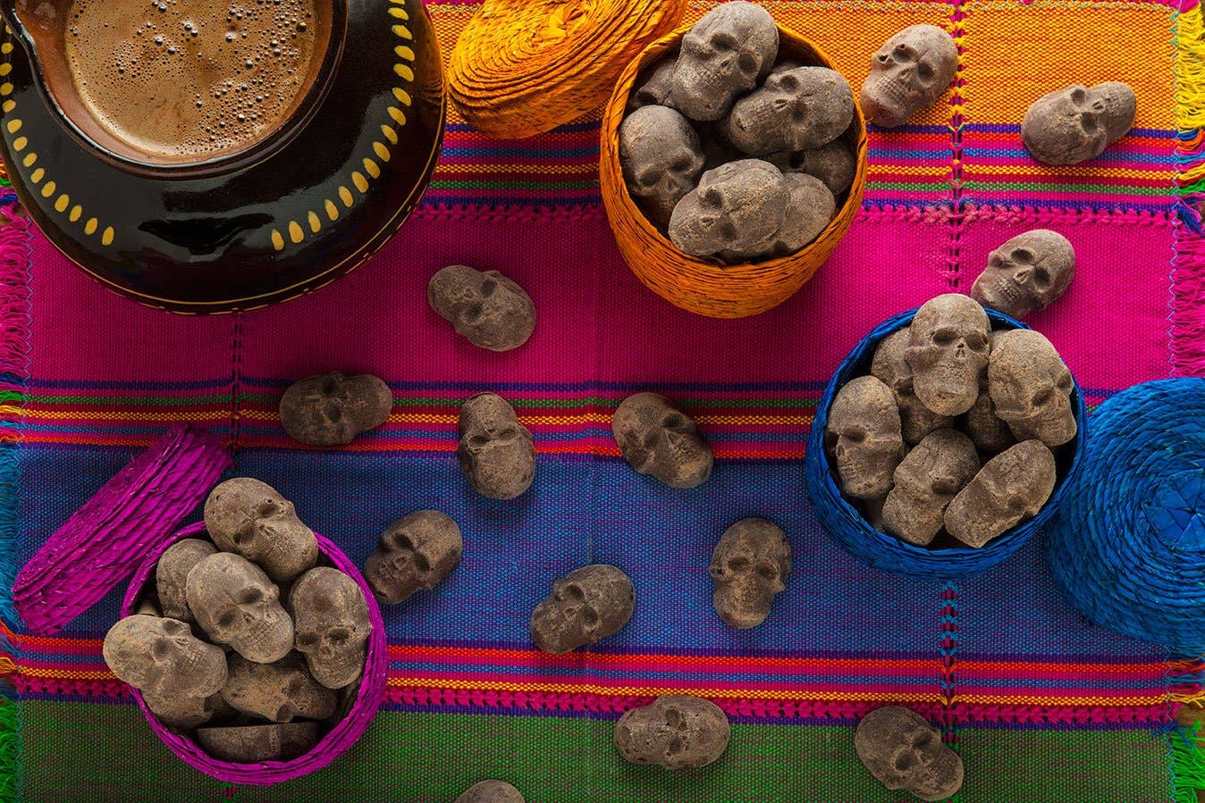Cinnamon Mexican Chocolate SKULLS in Basket - 240g