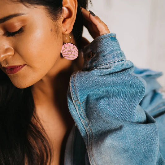 Pink Concha Hoop Earrings